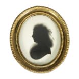 MIERS AN EARLY 19TH CENTURY OVAL BUST SILHOUETTE PORTRAIT ON PLASTER