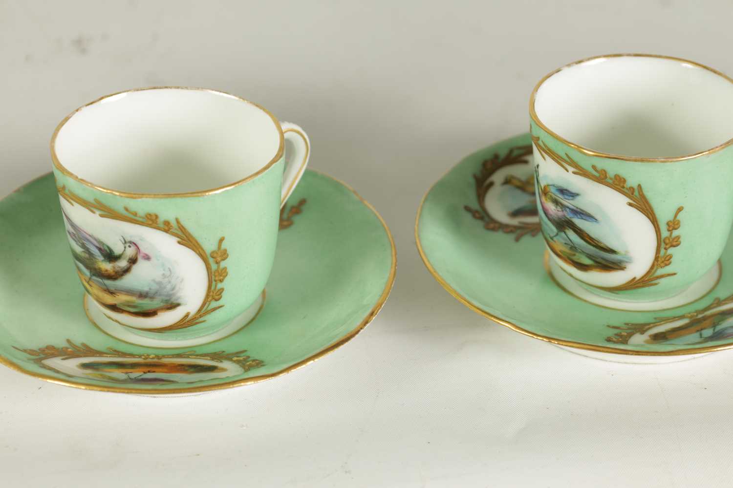 THREE 19TH CENTURY SEVRES STYLE MINIATURE CUPS AND SAUCERS - Image 7 of 15