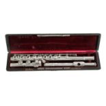 A SILVER PLATED FLUTE BY LAUBE