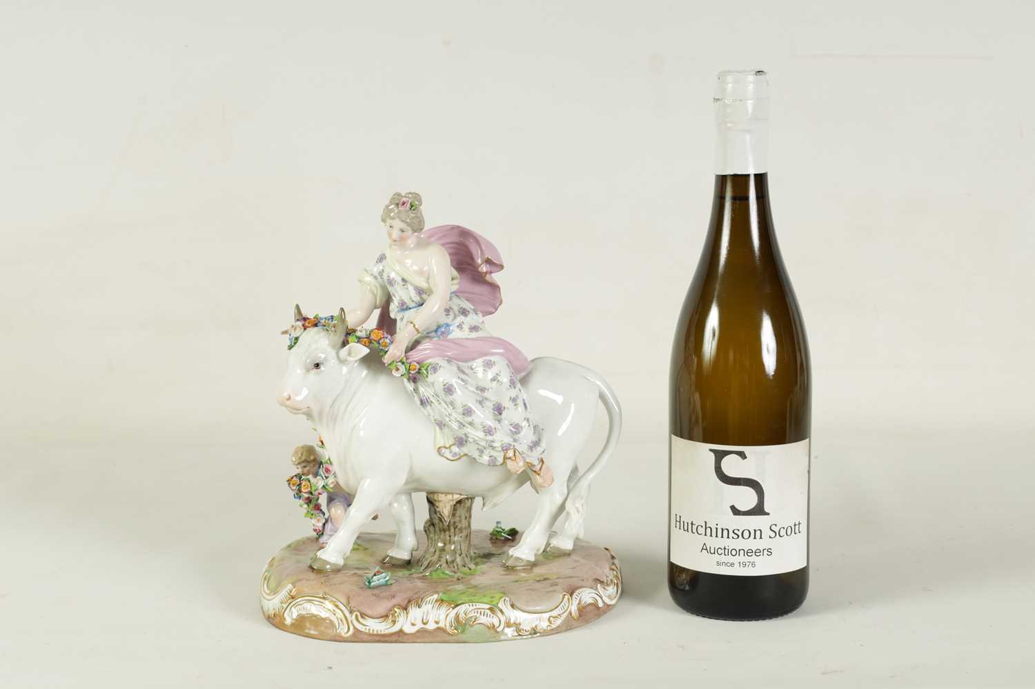 A 19TH CENTURY MEISSEN LARGE FIGURE GROUP OF A BULL WITH A SEATED LADY RIDER - Image 6 of 11