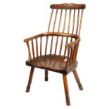 A GOOD 18TH CENTURY ASH AND ELM WELSH COMB BACK WINDSOR CHAIR