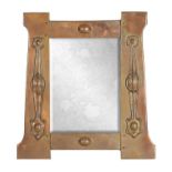 AN ARTS AND CRAFTS COPPER LIBERTY STYLE HANGING MIRROR