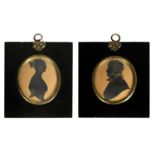 A PAIR OF 19TH CENTURY OVAL SILHOUETTES ON CARD