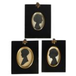 A GROUP OF THREE OVAL SILHOUETTE PORTRAITS Circa 1927 By Handrup DEPICTING WINIFRED WILSON IN A SINI