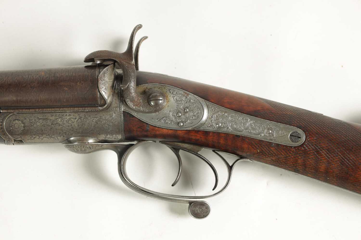 A 19TH CENTURY DOUBLE BARRELLED PINFIRE SHOTGUN BY ROBERT FALTA - Image 2 of 10