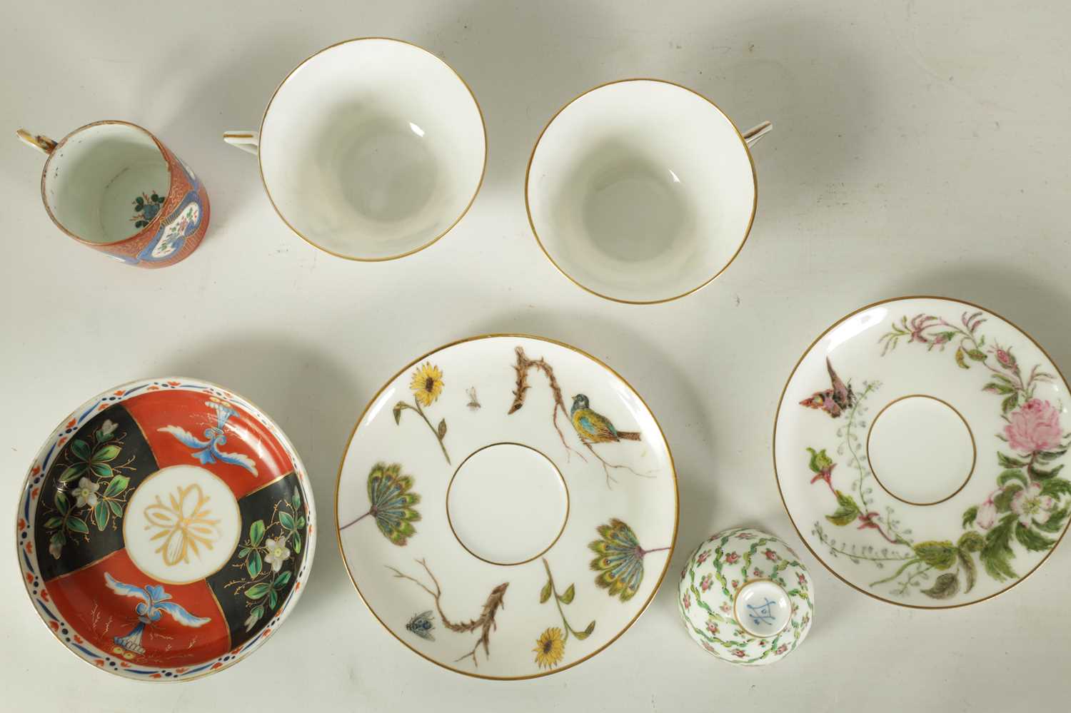 THREE 19TH CENTURY SEVRES STYLE MINIATURE CUPS AND SAUCERS - Image 10 of 15