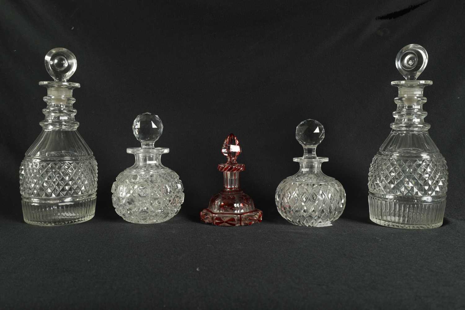 A PAIR OF 19TH CENTURY CUT GLASS DECANTERS - Image 4 of 63