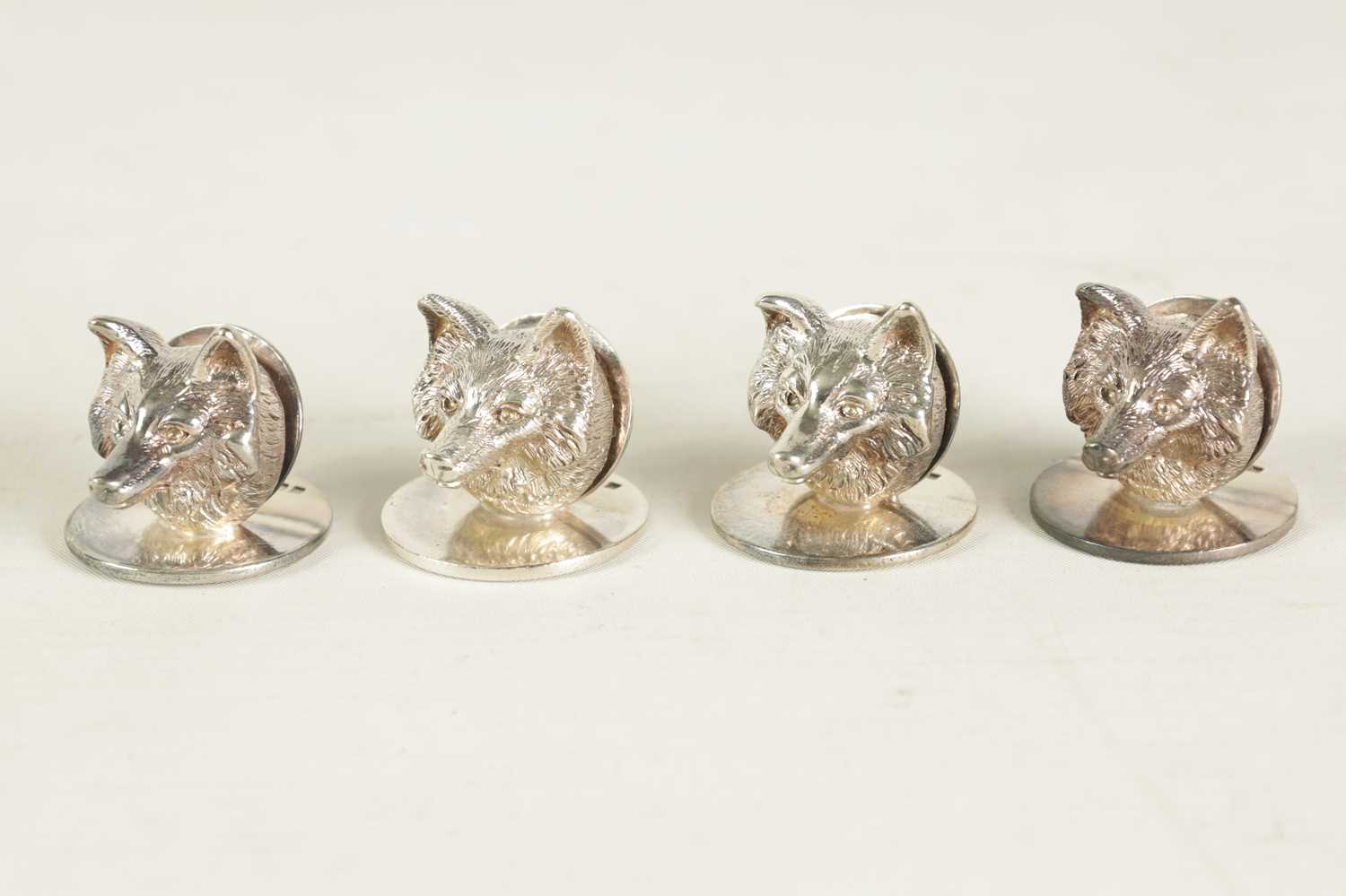 A CASED SET OF FOUR FOX MASK MENU HOLDERS - Image 3 of 6