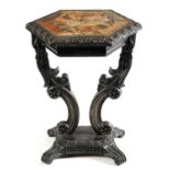 AN EARLY 19TH CENTURY SRI LANKAN IVORY, SPECIMEN INLAID AND EBONY OCCASIONAL TABLE