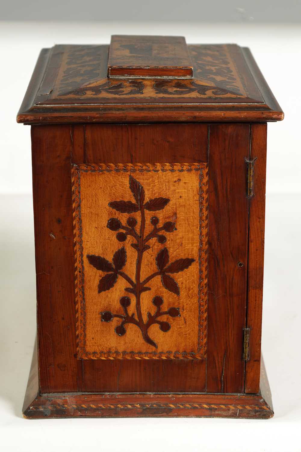 A GOOD 19TH CENTURY KILLARNEY WARE YEW WOOD SEWING CABINET - Image 12 of 14