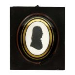 JOHN FIELD - AN EARLY 19TH CENTURY OVAL MINIATURE SILHOUETTE ON PLASTER