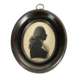 ISABELLA BEETHAM - A LATE 18TH CENTURY OVAL MINIATURE SILHOUETTE ON CARD