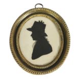 A LATE 18TH CENTURY OVAL SILHOUETTE ON CARD