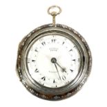 GEORGE PRIOR, LONDON. A LARGE GEORGE III TRIPLE CASED SILVER AND TORTOISESHELL POCKET WATCH