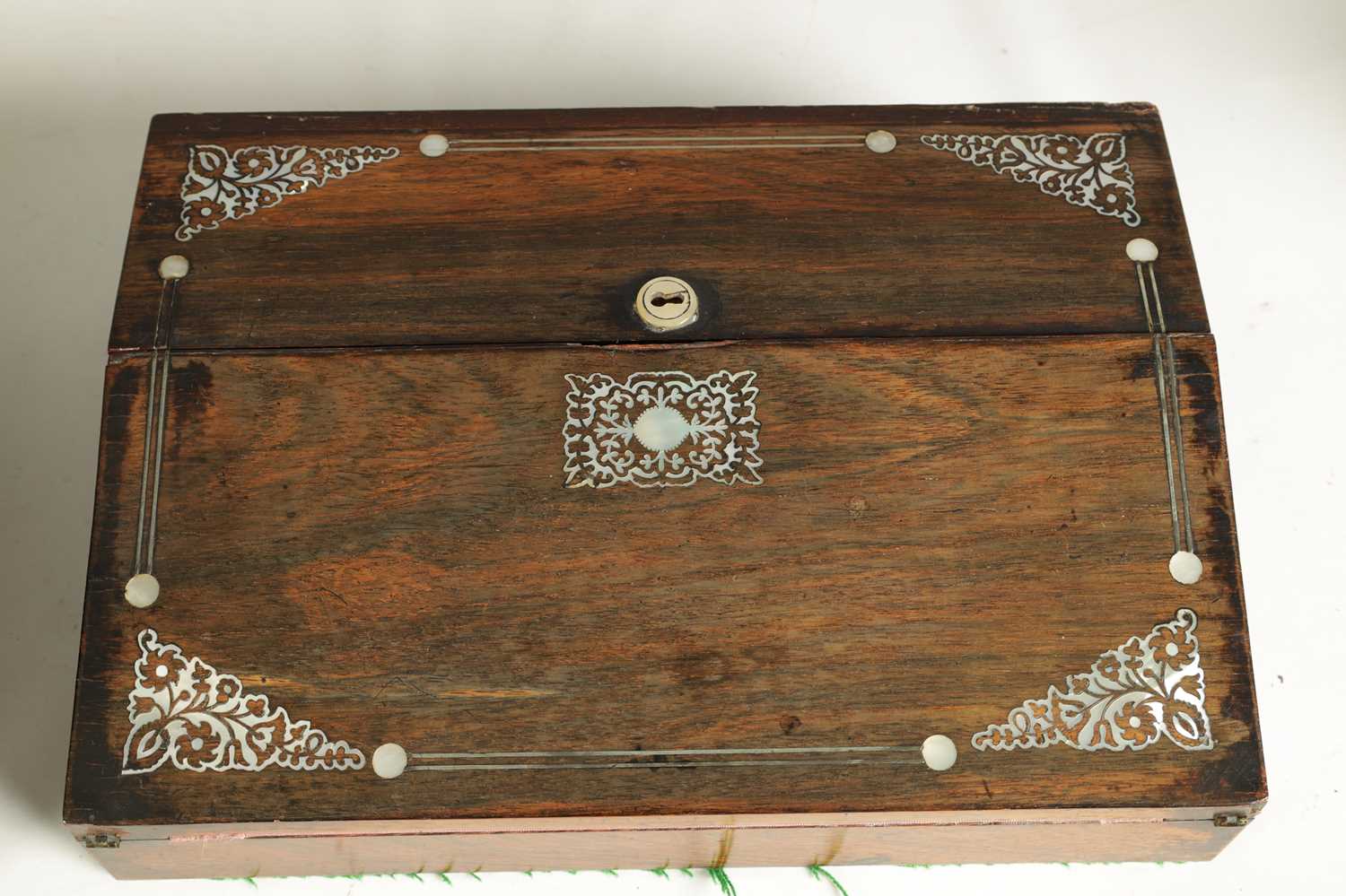 TWO MID 19TH CENTURY ROSEWOOD AND MOTHER-OF-PEARL INLAID WRITING BOXES - Image 2 of 14
