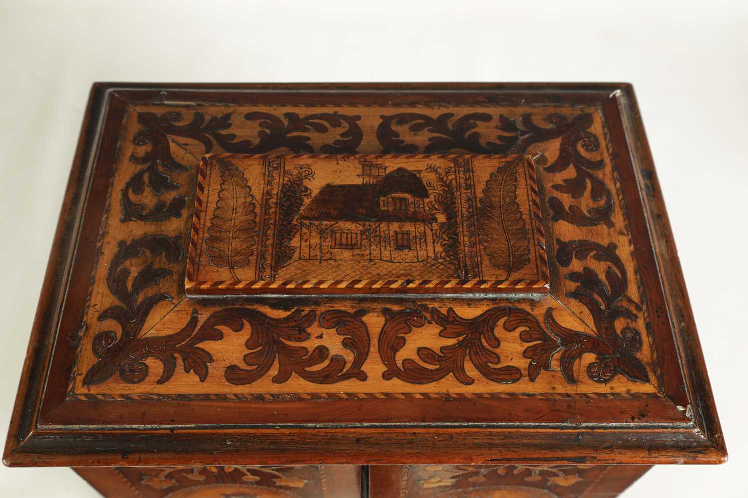 A GOOD 19TH CENTURY KILLARNEY WARE YEW WOOD SEWING CABINET - Image 5 of 14