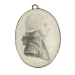 A LATE 18TH / EARLY 19TH CENTURY OVAL MINIATURE FRENCH SILVERPOINT BUST PORTRAIT ON CARD