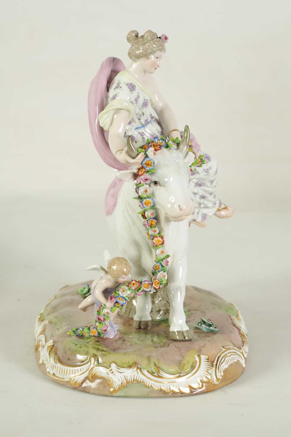 A 19TH CENTURY MEISSEN LARGE FIGURE GROUP OF A BULL WITH A SEATED LADY RIDER - Image 9 of 11