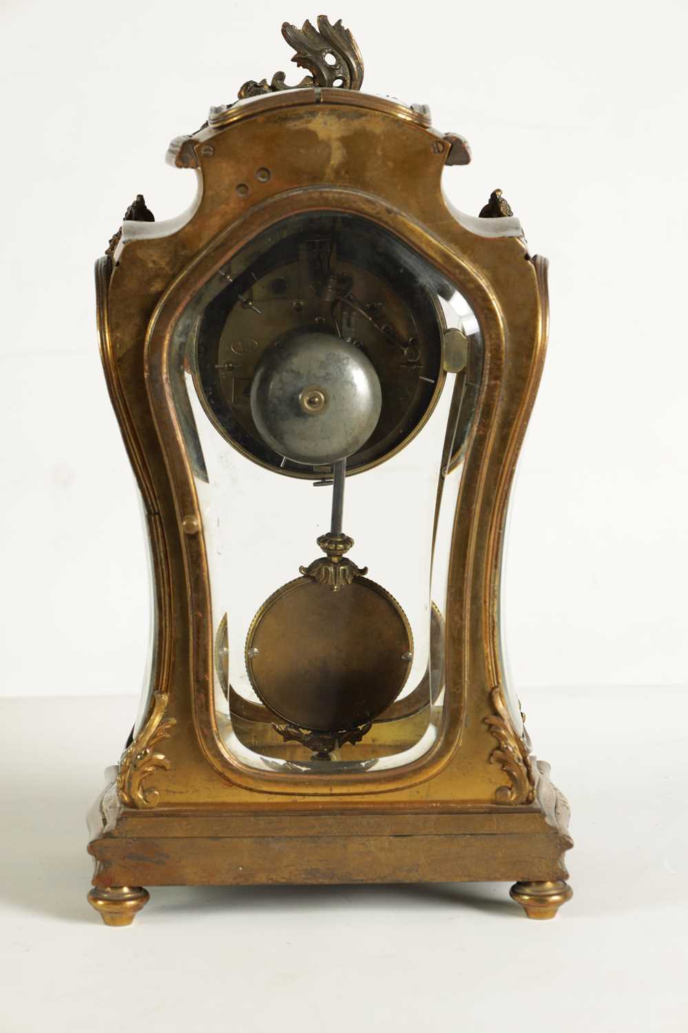 A LATE 19TH CENTURY FRENCH ART NOUVEAU GILT BRASS FOUR GLASS MANTEL CLOCK - Image 7 of 13