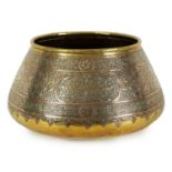 A 19TH CENTURY MIDDLE EASTERN ISLAMIC CAIRO-WARE BRASS BOWL