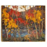 ATT. TOM THOMSON (CANADIAN 1877-1917) OIL ON PLYWOOD PANEL