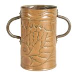 AN ARTS AND CRAFTS COPPER TWO HANDLED VASE