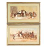 JOSEPH AUSTIN BENWELL (1816-1886) A FINE LARGE PAIR OF 19TH CENTURY WATERCOLOURS DEPICTING FIGURES A