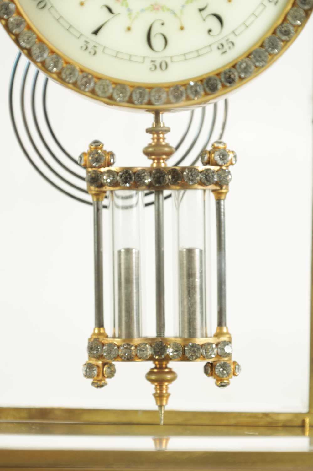 A LATE 19TH CENTURY FRENCH BRASS AND CHAMPLEVE ENAMEL FOUR-GLASS MANTEL CLOCK - Image 6 of 10