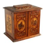 A GOOD 19TH CENTURY KILLARNEY WARE YEW WOOD SEWING CABINET