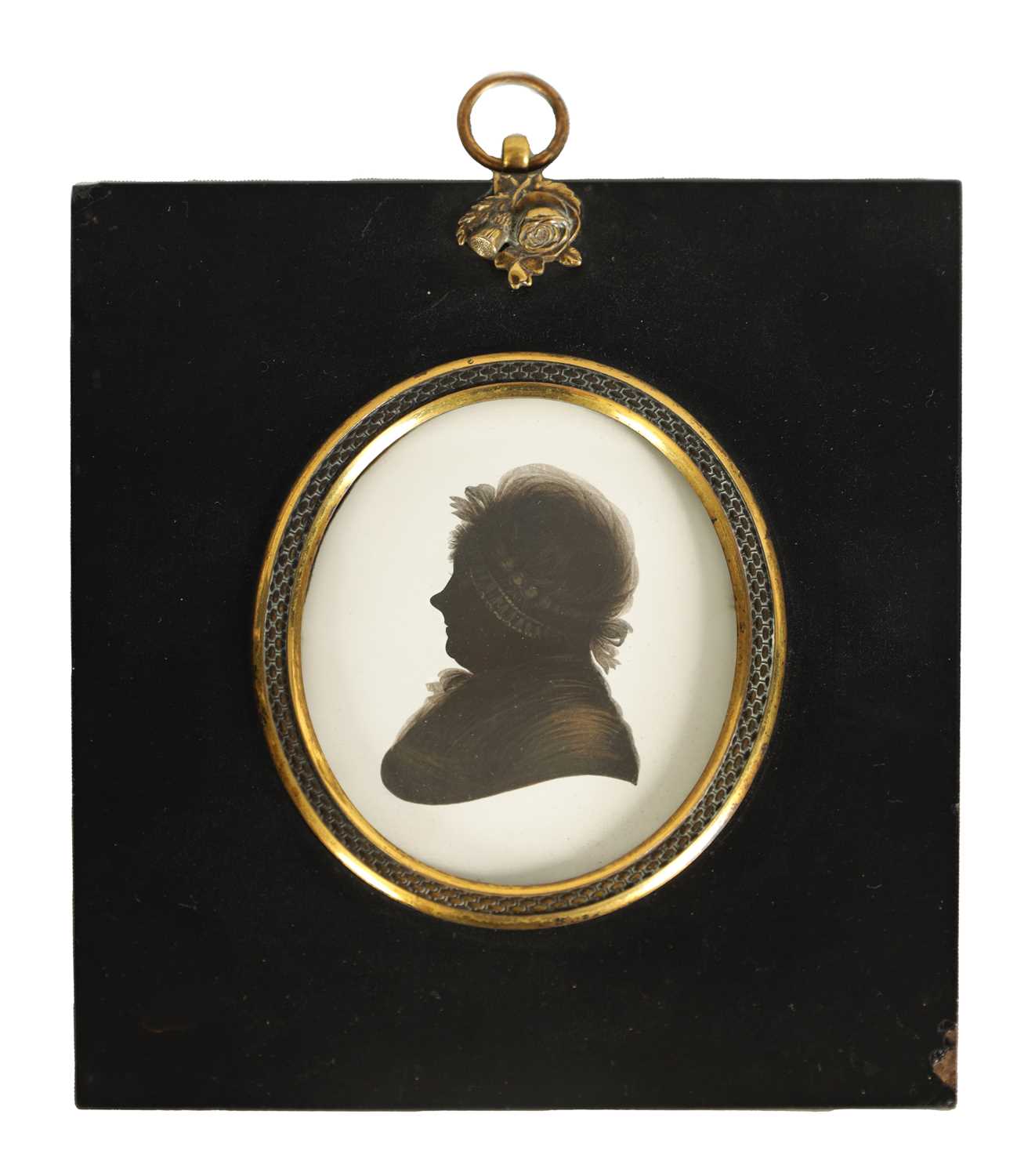 MIERS- AN EARLY 19TH CENTURY OVAL MINIATURE SILHOUETTE ON PLASTER