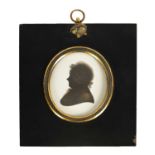MIERS- AN EARLY 19TH CENTURY OVAL MINIATURE SILHOUETTE ON PLASTER