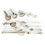 TWO GEORGE III BRIGHT CUT SILVER CADDY SPOONS AND ANOTHER