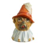 A RARE ROYAL WORCESTER CANDLE EXTINGUISHER OF 'DOG TOBY'