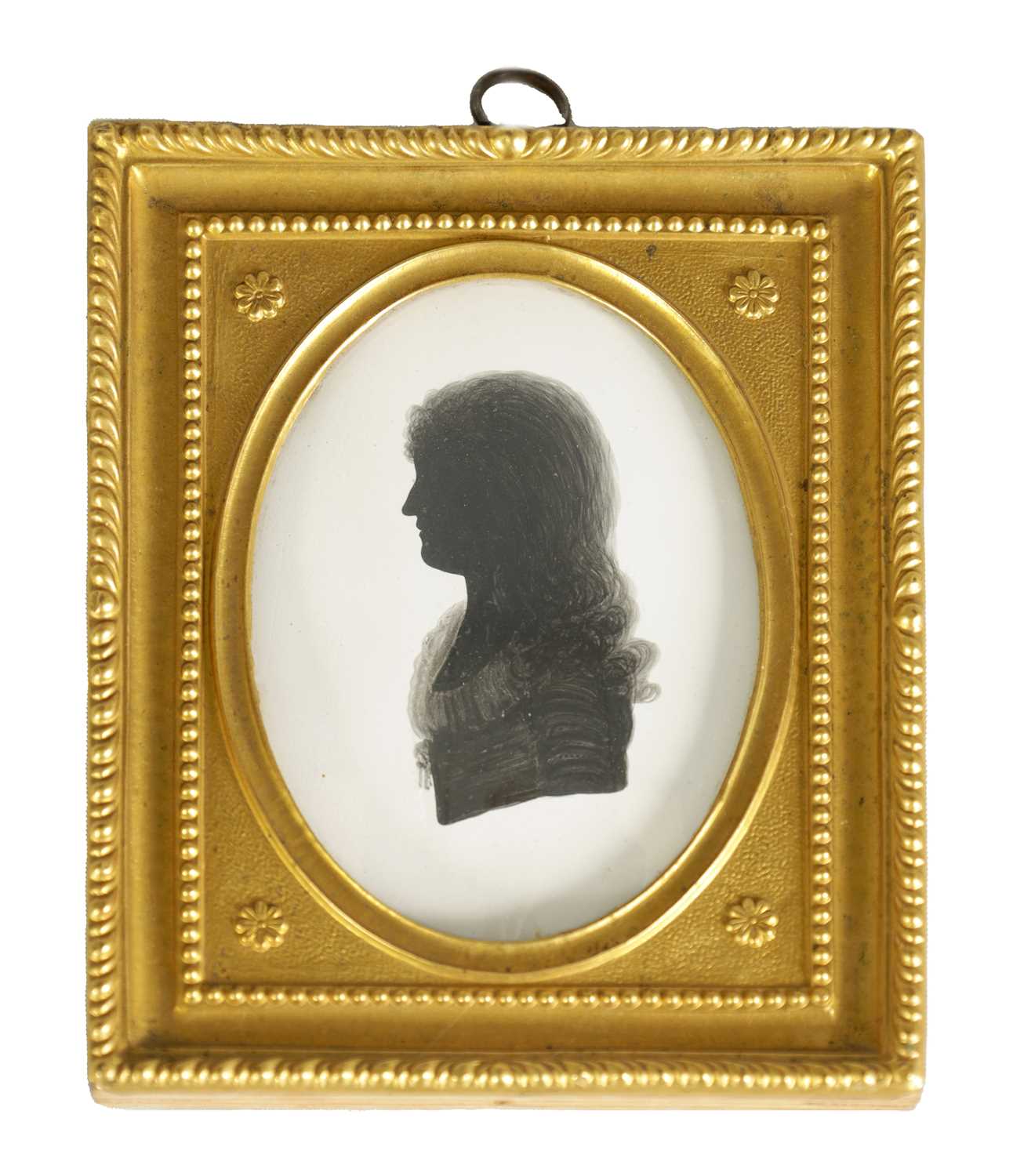 A LATE 18TH/EARLY 19TH CENTURY SILHOUETTE BUST PORTRAIT ON PLASTER