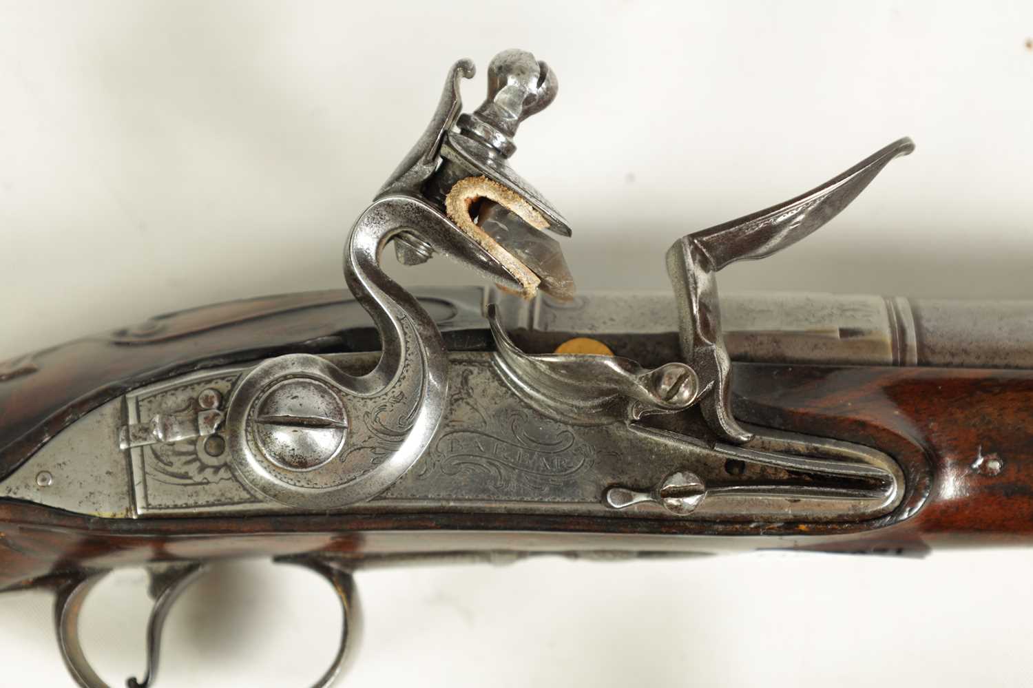 A PAIR OF 18TH CENTURY SILVER-MOUNTED ENGLISH FLINTLOCK PISTOLS BY BARBAR, LONDON. - Image 2 of 17