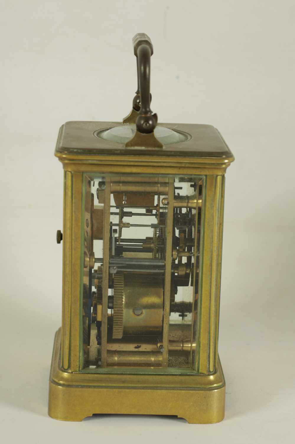 HENRI JACOT A LATE 19TH CENTURY FRENCH BRASS STRIKING CARRIAGE CLOCK - Image 4 of 8