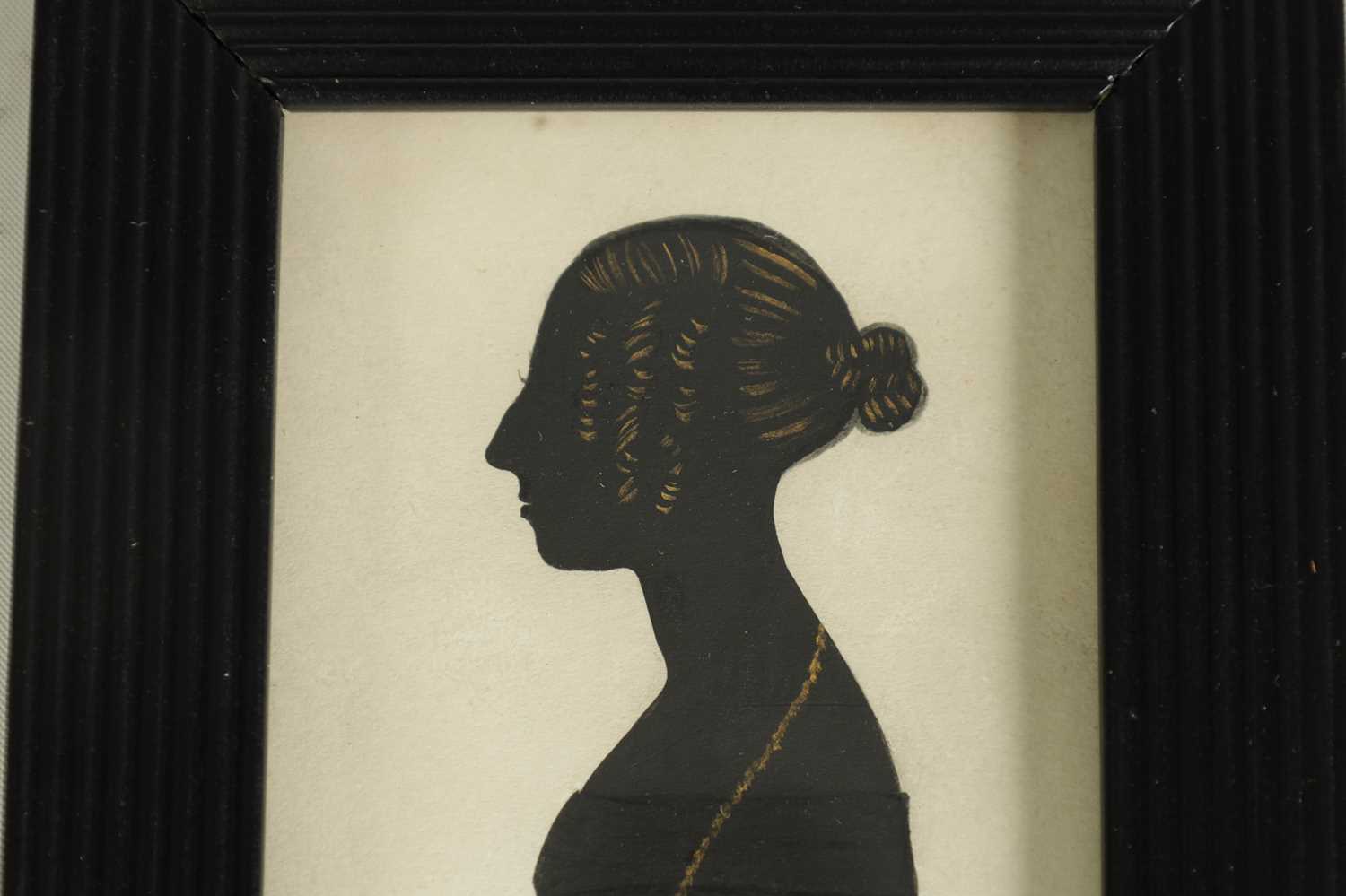 A 19TH CENTURY THREE QUARTER LENGTH SILHOUETTE PORTRAIT ON CARD - Image 3 of 5