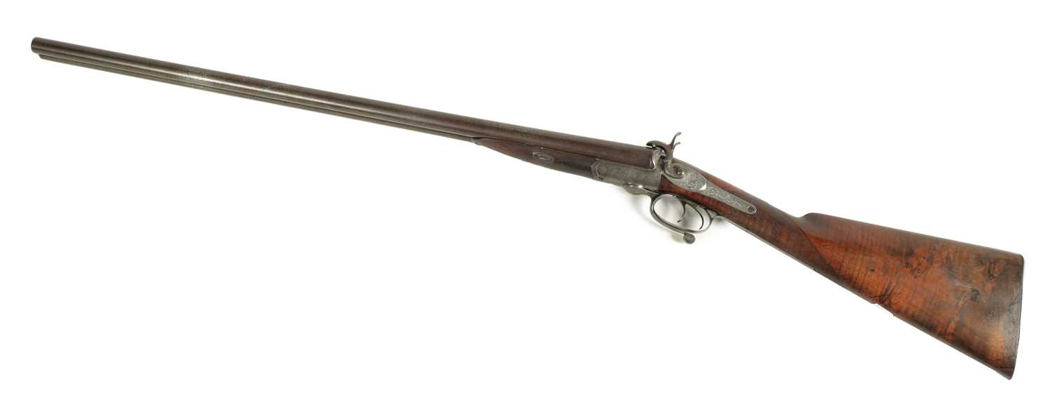 A 19TH CENTURY DOUBLE BARRELLED PINFIRE SHOTGUN BY ROBERT FALTA