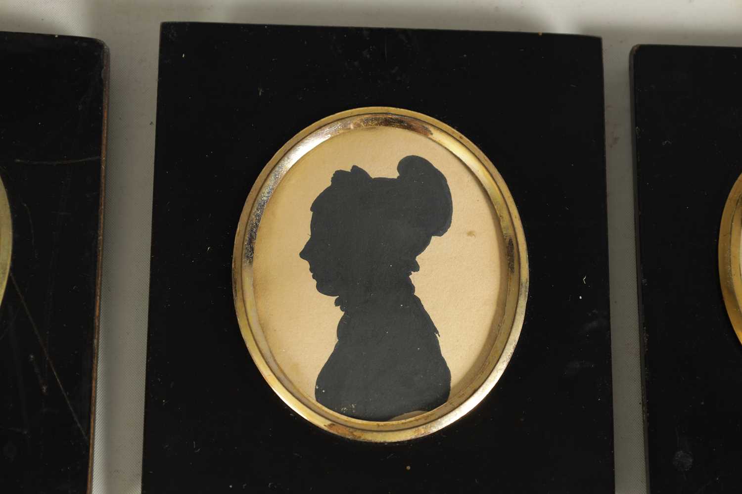 THREE EARLY/MID 19TH CENTURY SILHOUETTE BUST PORTRAITS ON CARD OF YOUNG LADIES - Image 3 of 7