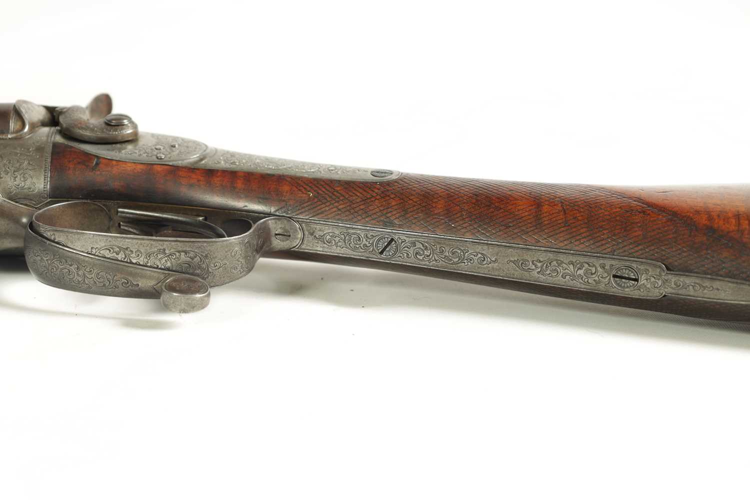 A 19TH CENTURY DOUBLE BARRELLED PINFIRE SHOTGUN BY ROBERT FALTA - Image 5 of 10