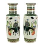A LARGE PAIR OF 19TH CENTURY CHINESE FAMILLE VERTE PORCELAIN VASES