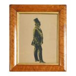 AN EARLY/MID 19TH CENTURY FULL LENGTH SILHOUETTE PORTRAIT CUT OUT ON CARD