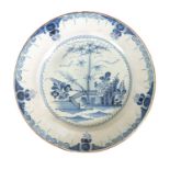 AN 18TH-CENTURY DELFT BLUE AND WHITE PLATE