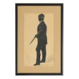 A MID/LATE 19TH CENTURY FULL LENGTH SILHOUETTE PORTRAIT OF A COUNTRY GENTLEMAN