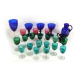 A LARGE COLLECTION OF 19TH CENTURY COLOURED GLASSWARE