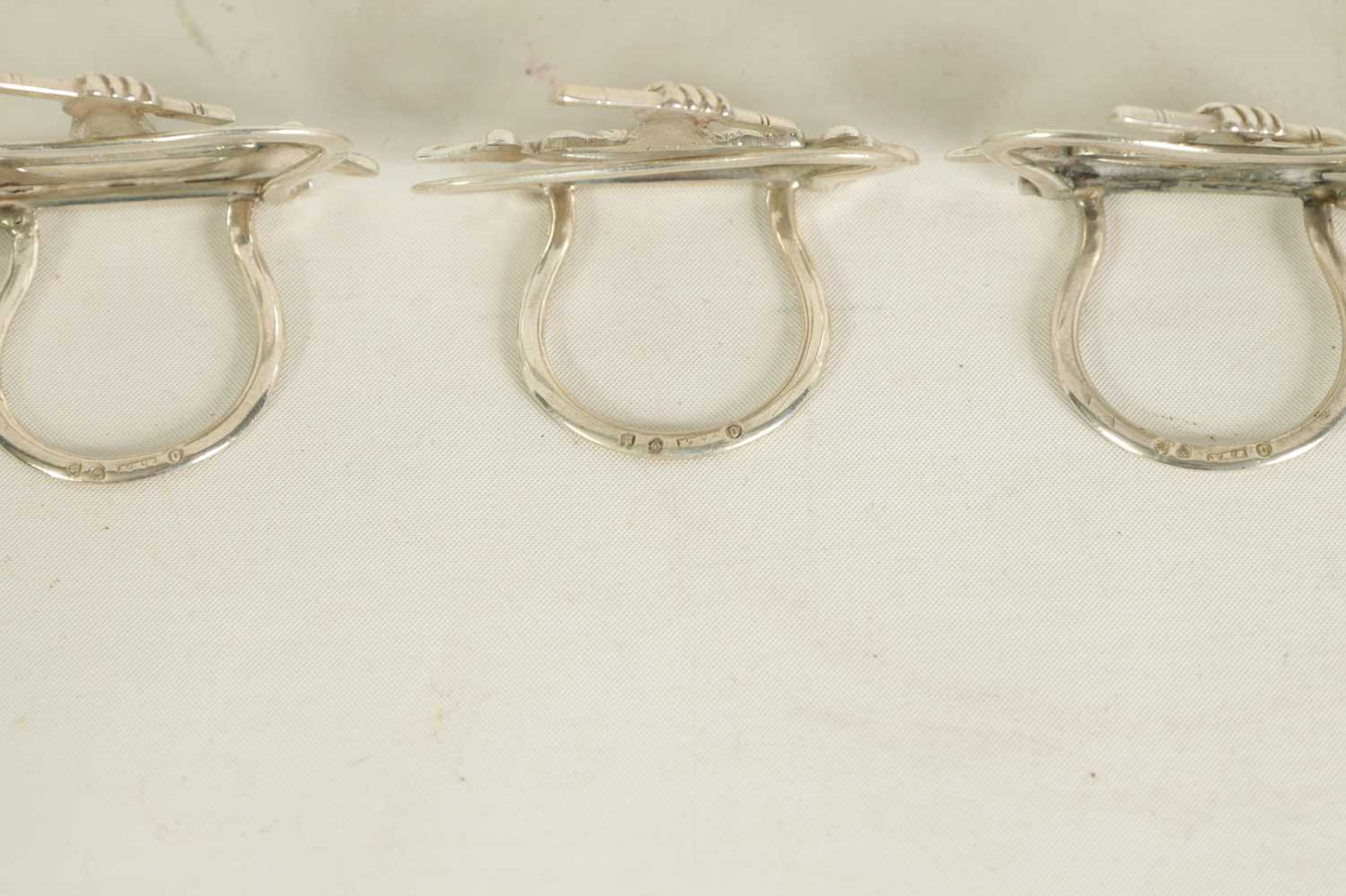 A CASED SET OF SIX LATE VICTORIAN SILVER MENU HOLDERS - Image 10 of 11