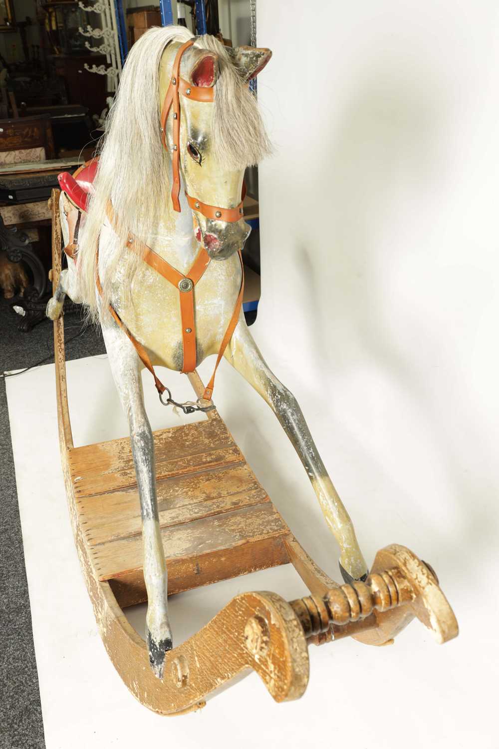 AN OVERSIZE 19TH CENTURY ROCKING HORSE - Image 5 of 7