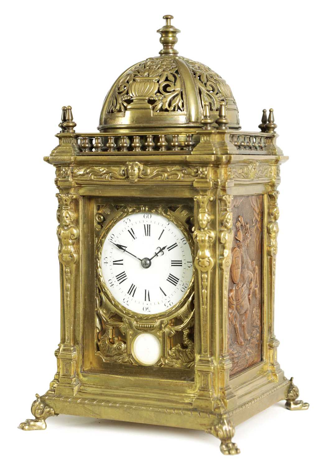 A LARGE AND UNUSUAL LATE 19TH CENTURY FRENCH BRASS REPEATING CARRIAGE CLOCK