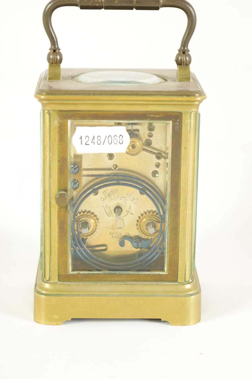 HENRI JACOT A LATE 19TH CENTURY FRENCH BRASS STRIKING CARRIAGE CLOCK - Image 7 of 8