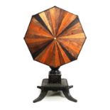 A LATE 19TH CENTURY CEYLONESE INLAID AND CARVED EBONY TILT TOP TABLE